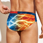 Red And Blue Lightning Print Men's Swim Briefs