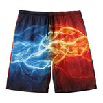 Red And Blue Lightning Print Men's Swim Trunks