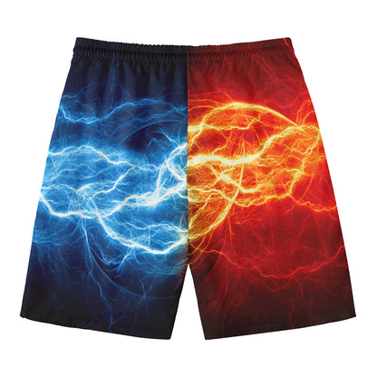 Red And Blue Lightning Print Men's Swim Trunks