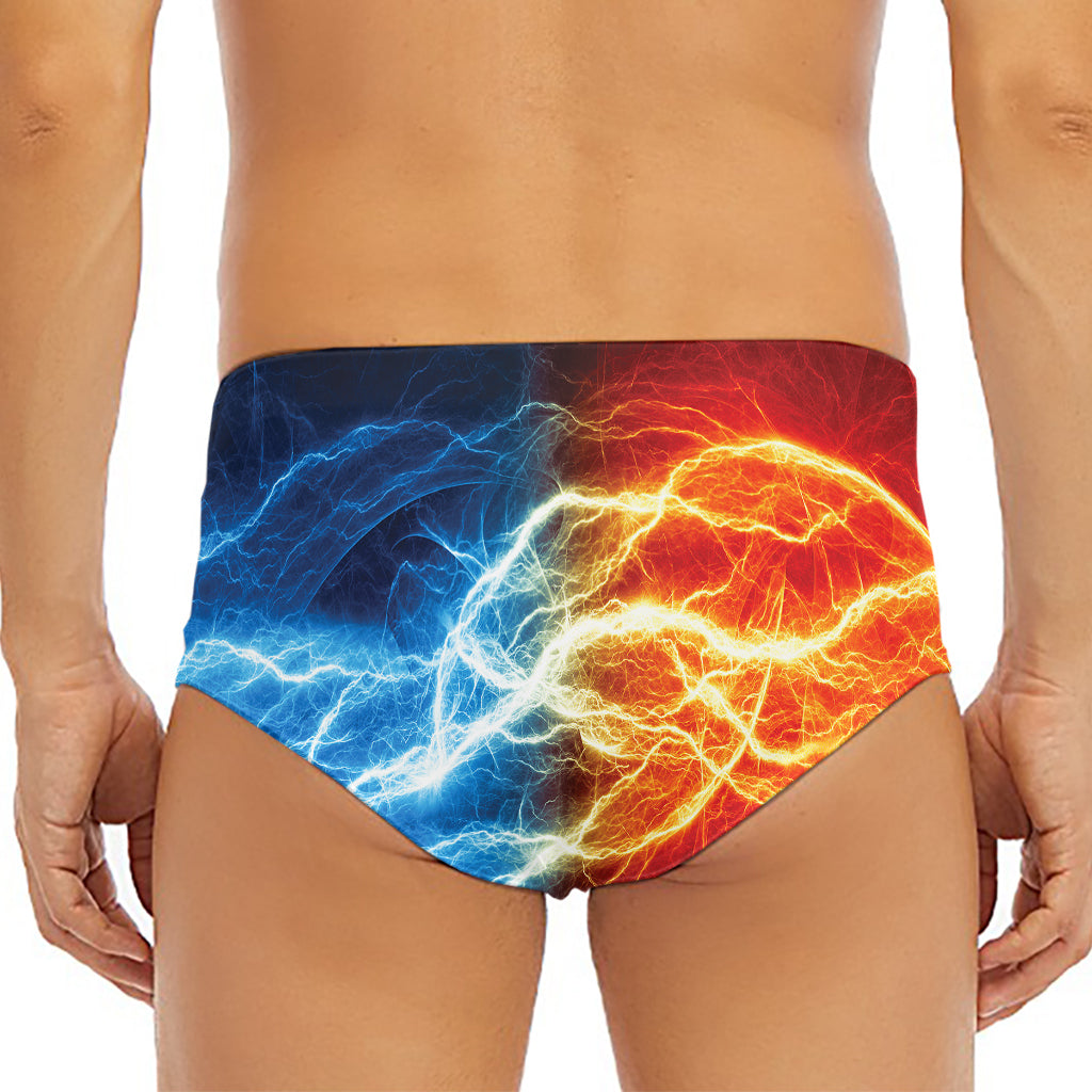 Red And Blue Lightning Print Men's Triangle Swim Briefs