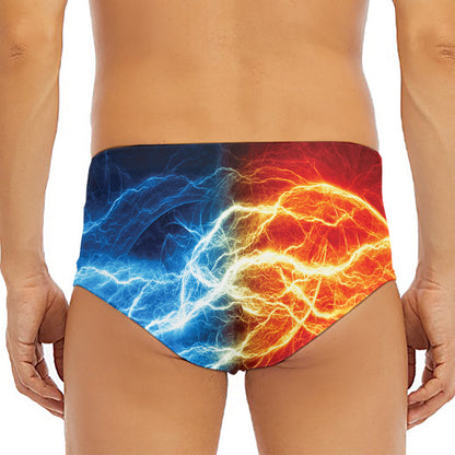 Red And Blue Lightning Print Men's Triangle Swim Briefs