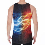 Red And Blue Lightning Print Men's Velvet Tank Top