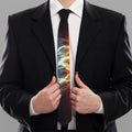 Red And Blue Lightning Print Necktie