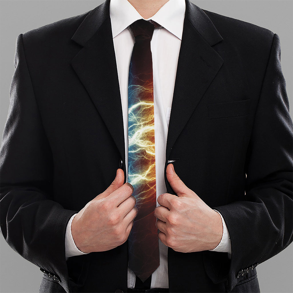 Red And Blue Lightning Print Necktie