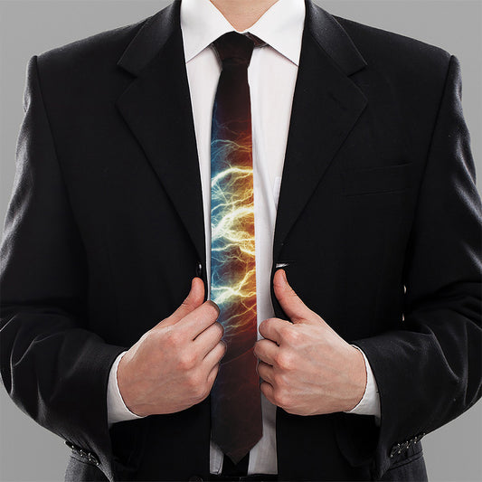 Red And Blue Lightning Print Necktie
