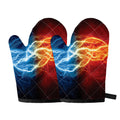 Red And Blue Lightning Print Oven Mitts