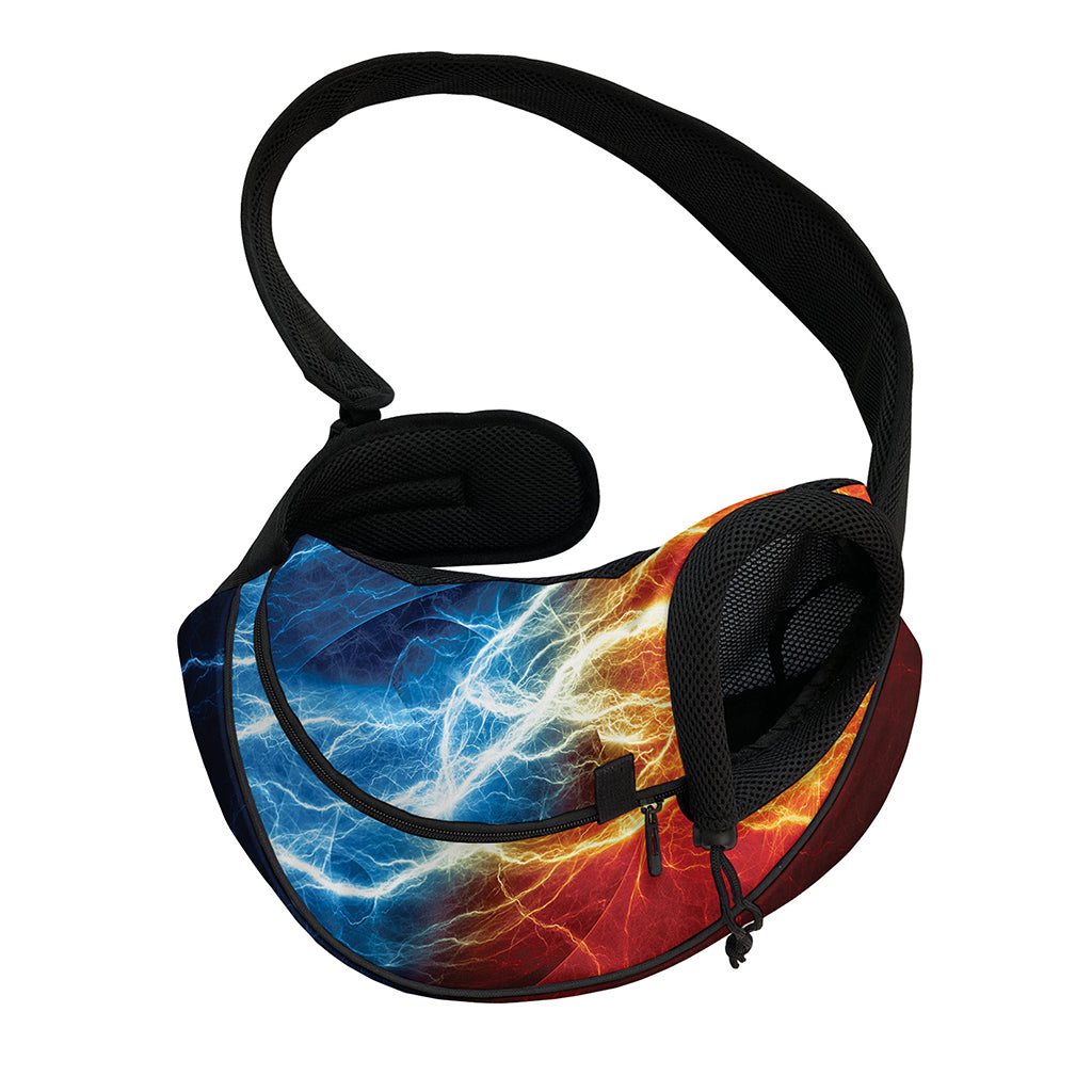 Red And Blue Lightning Print Pet Sling Carrier