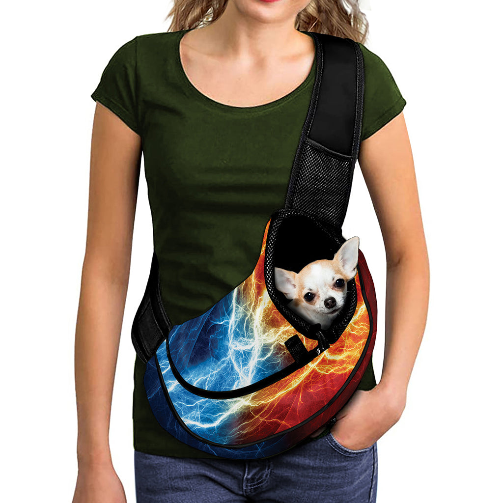 Red And Blue Lightning Print Pet Sling Carrier