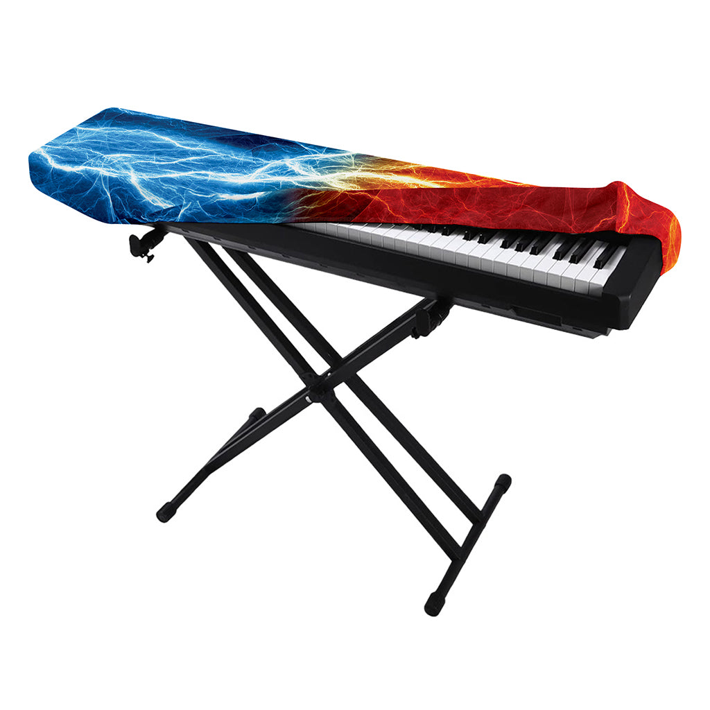 Red And Blue Lightning Print Piano Keyboard Cover