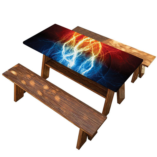 Red And Blue Lightning Print Picnic Table Cover
