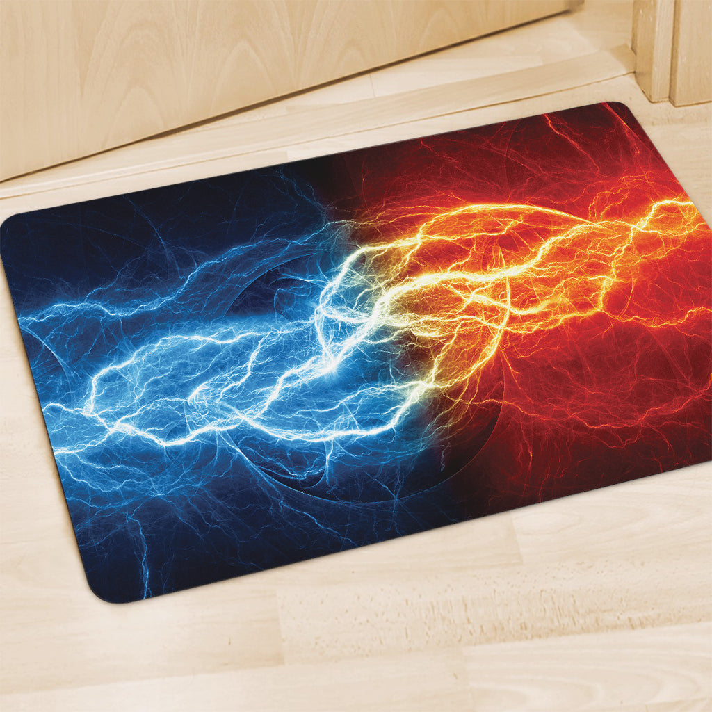 Red And Blue Lightning Print Polyester Doormat