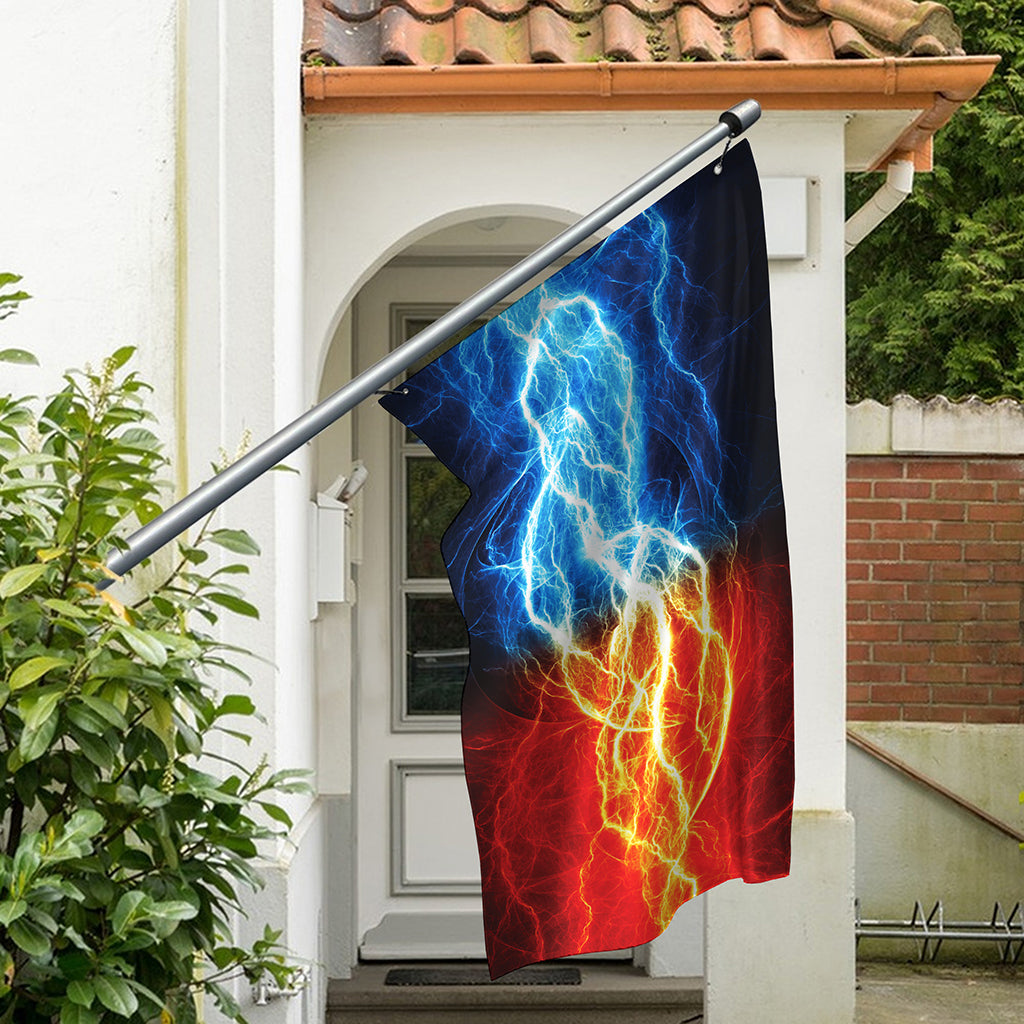 Red And Blue Lightning Print Polyester Flag