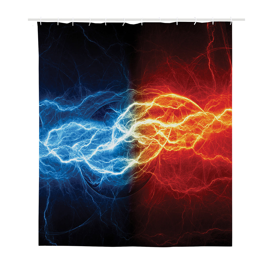 Red And Blue Lightning Print Polyester Shower Curtain