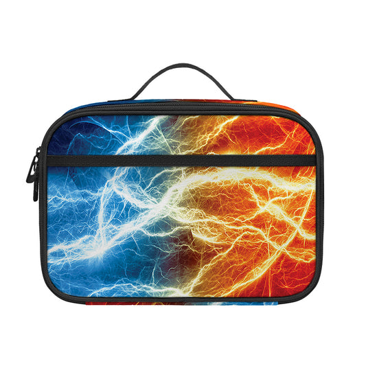 Red And Blue Lightning Print Portable Lunch Bag