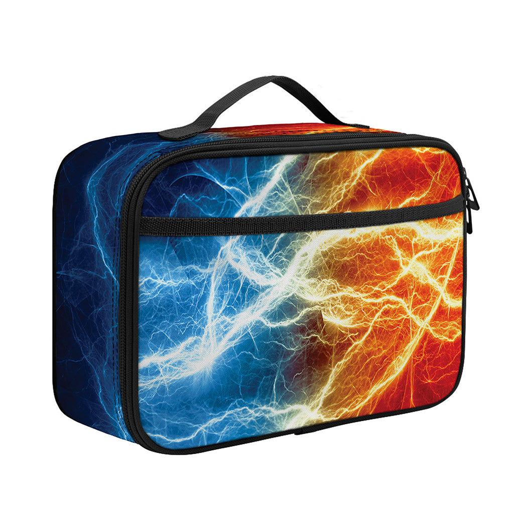 Red And Blue Lightning Print Portable Lunch Bag