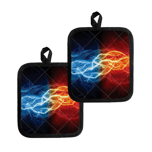 Red And Blue Lightning Print Pot Holders