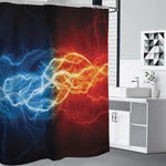 Red And Blue Lightning Print Premium Shower Curtain