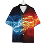 Red And Blue Lightning Print Rayon Hawaiian Shirt