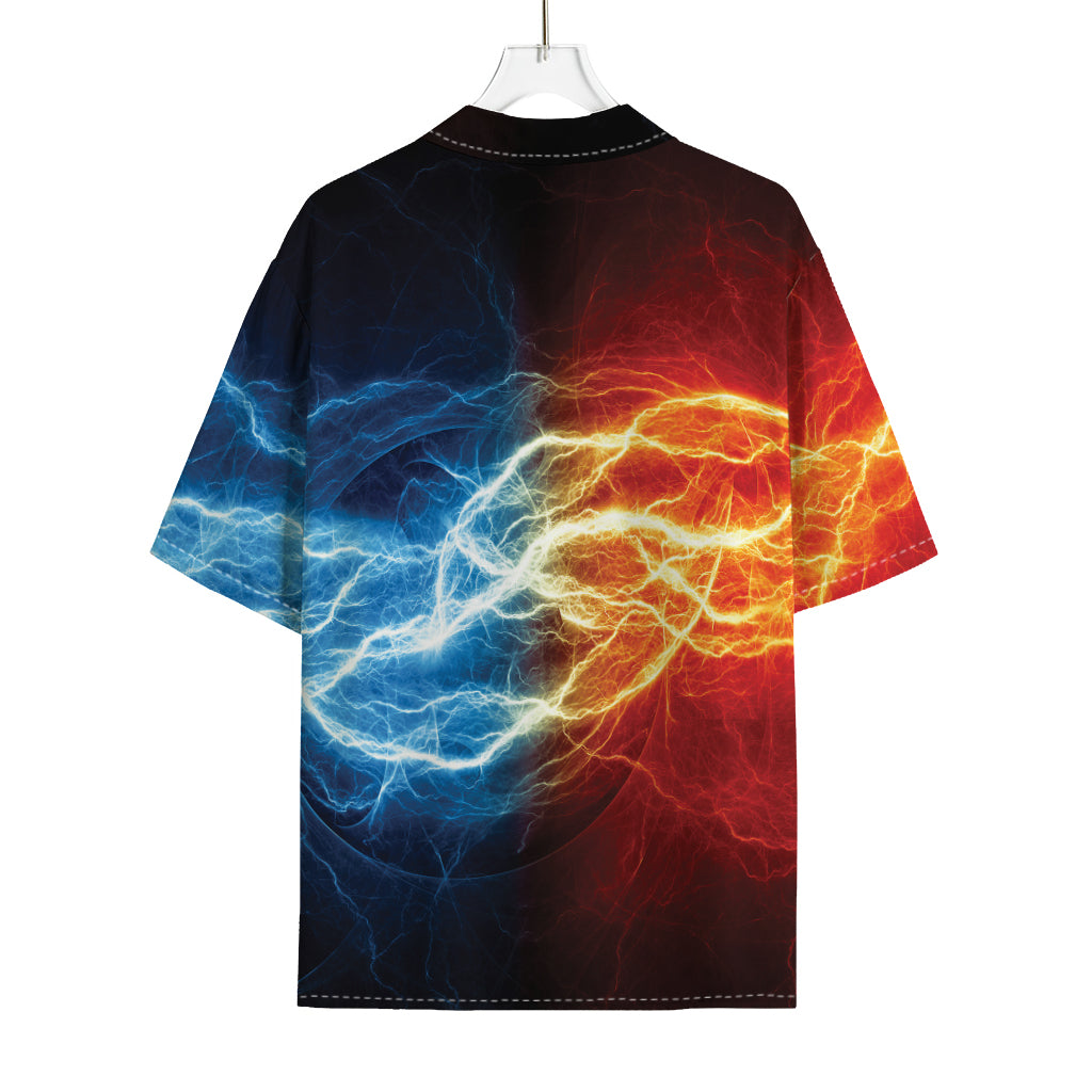 Red And Blue Lightning Print Rayon Hawaiian Shirt