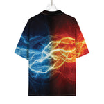 Red And Blue Lightning Print Rayon Hawaiian Shirt