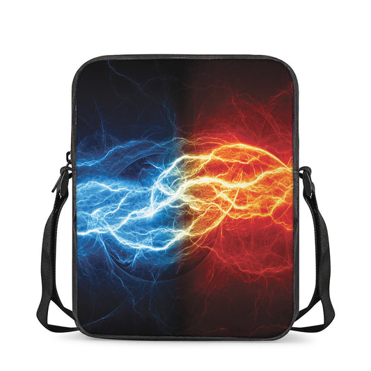 Red And Blue Lightning Print Rectangular Crossbody Bag