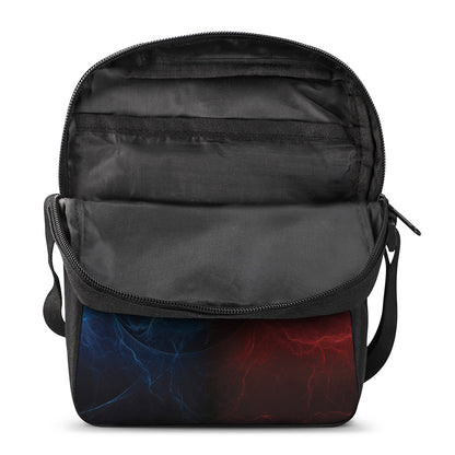 Red And Blue Lightning Print Rectangular Crossbody Bag