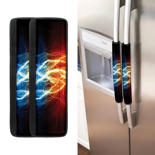 Red And Blue Lightning Print Refrigerator Handle Covers