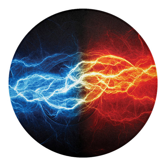 Red And Blue Lightning Print Round Blanket