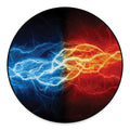 Red And Blue Lightning Print Round Floor Mat