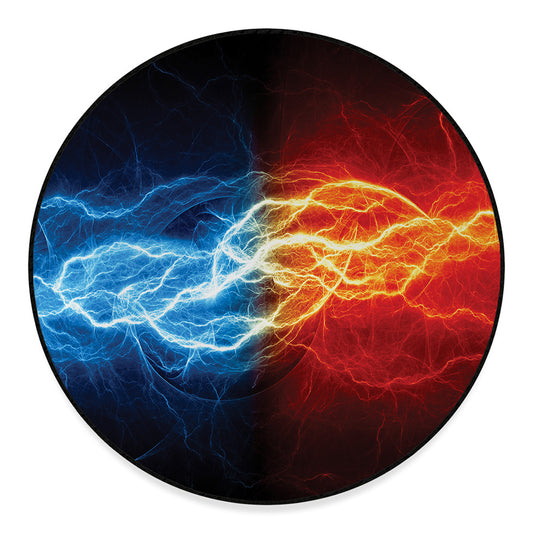 Red And Blue Lightning Print Round Floor Mat