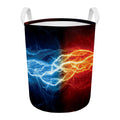 Red And Blue Lightning Print Round Laundry Basket