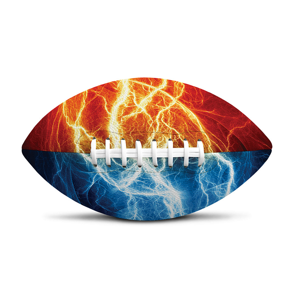 Red And Blue Lightning Print Rugby Ball
