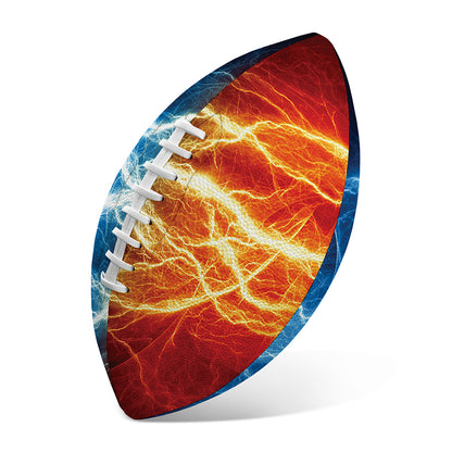 Red And Blue Lightning Print Rugby Ball