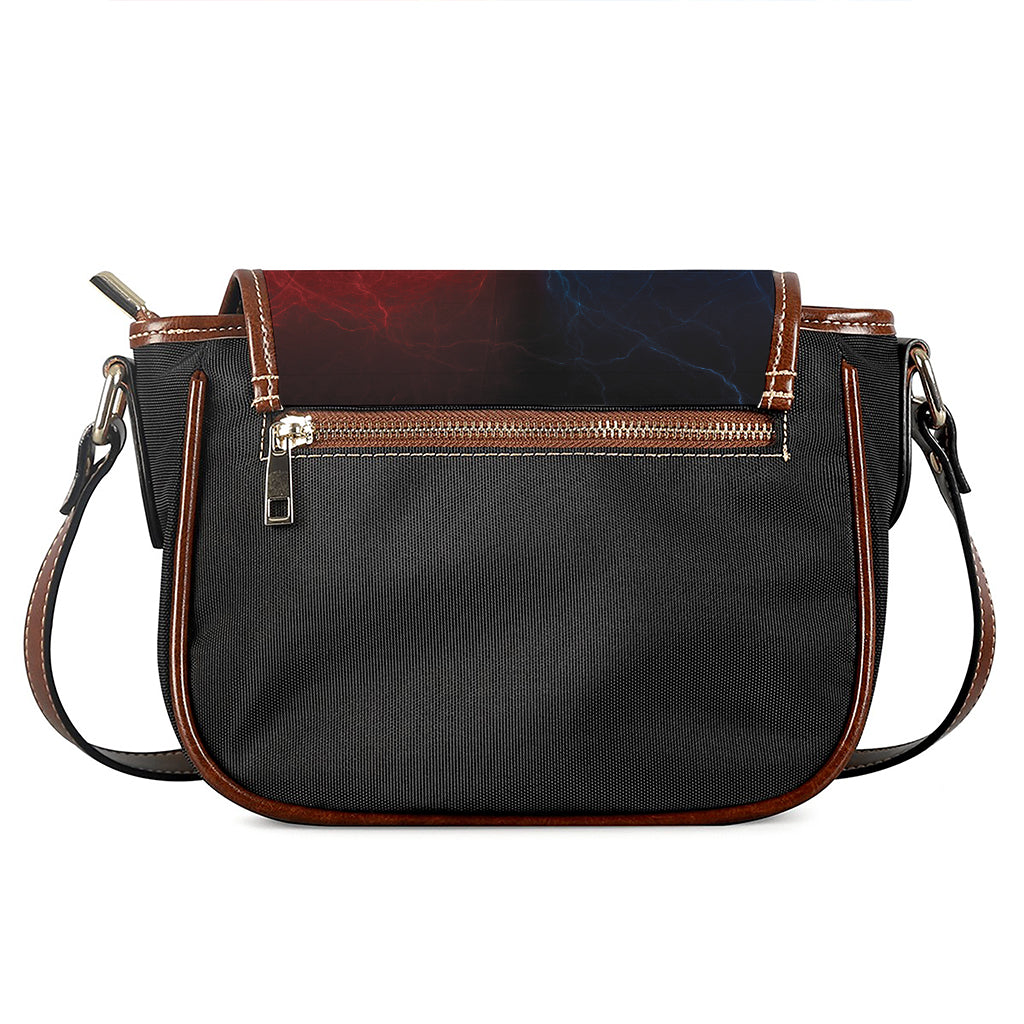 Red And Blue Lightning Print Saddle Bag