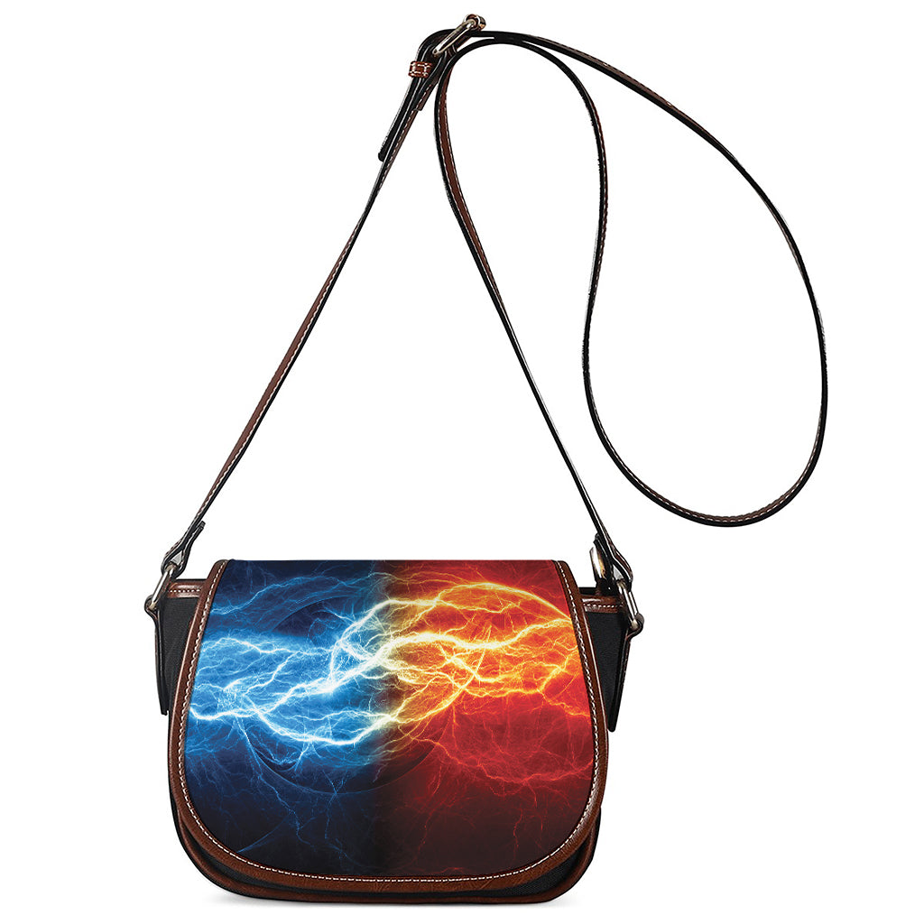 Red And Blue Lightning Print Saddle Bag