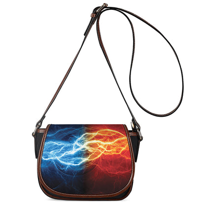 Red And Blue Lightning Print Saddle Bag
