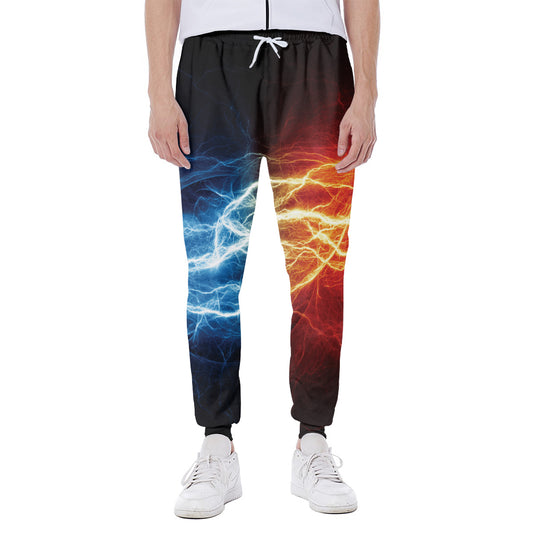 Red And Blue Lightning Print Scuba Joggers