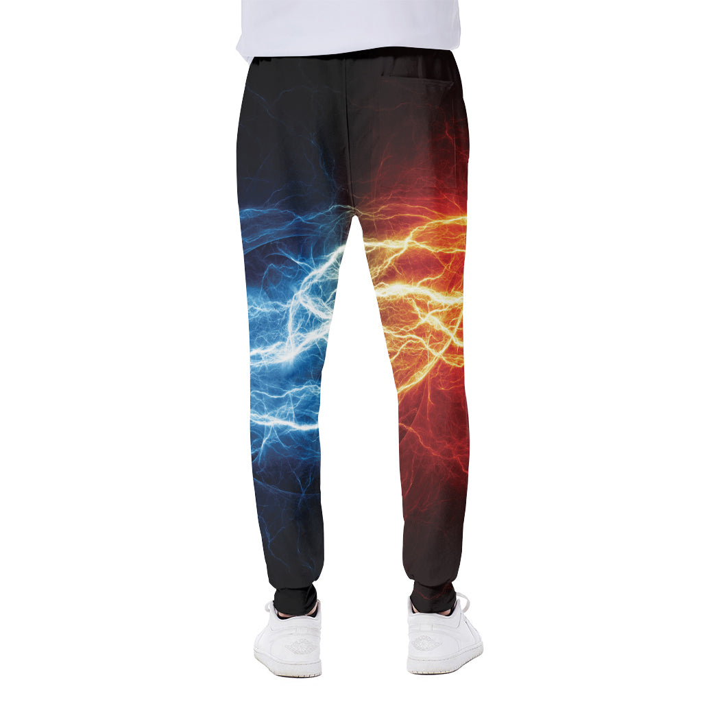 Red And Blue Lightning Print Scuba Joggers