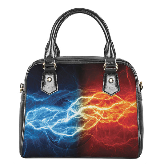 Red And Blue Lightning Print Shoulder Handbag