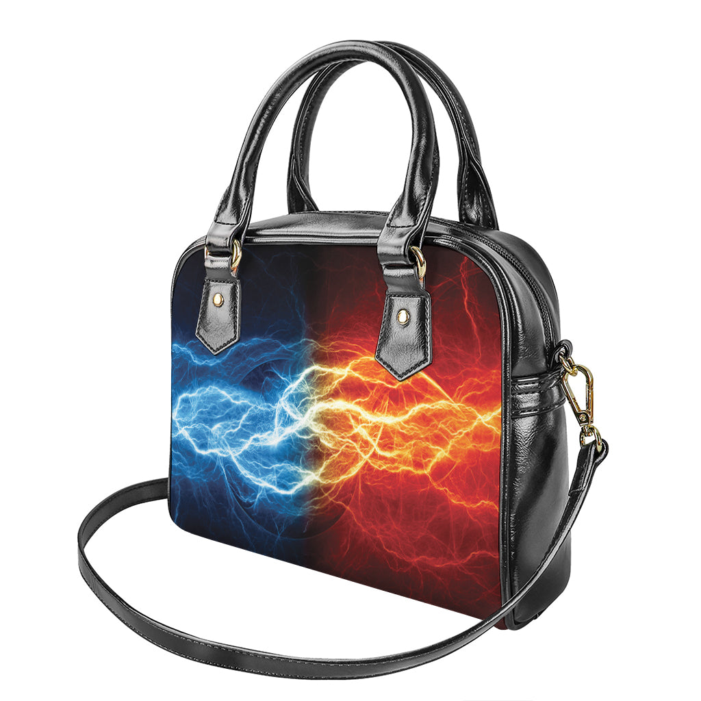 Red And Blue Lightning Print Shoulder Handbag