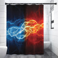Red And Blue Lightning Print Shower Curtain