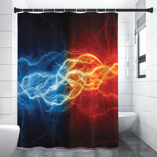 Red And Blue Lightning Print Shower Curtain
