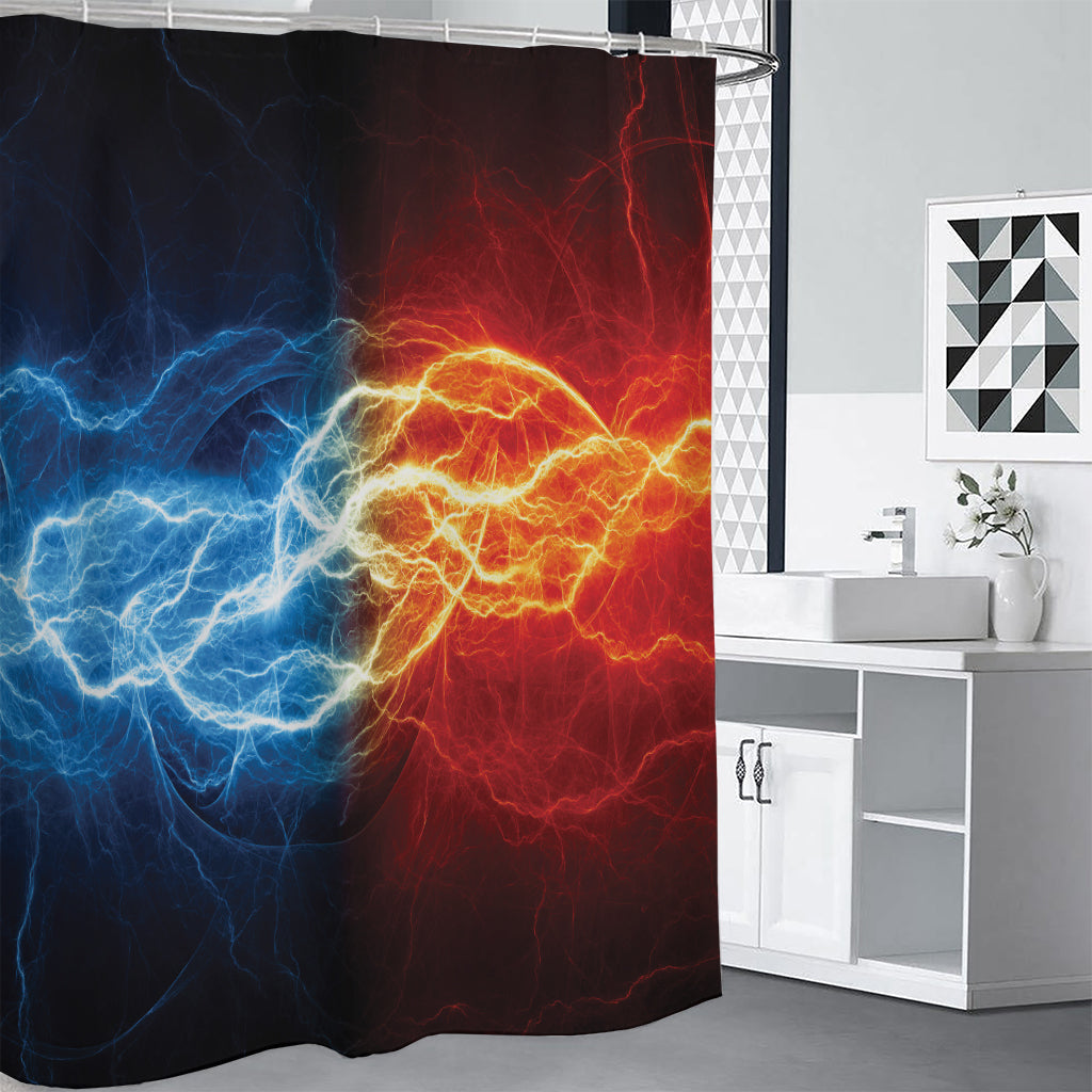 Red And Blue Lightning Print Shower Curtain
