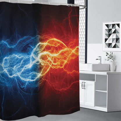 Red And Blue Lightning Print Shower Curtain