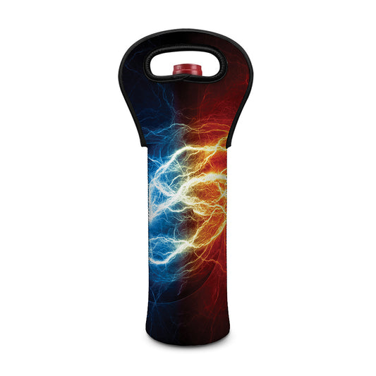 Red And Blue Lightning Print Single Neoprene Wine Tote