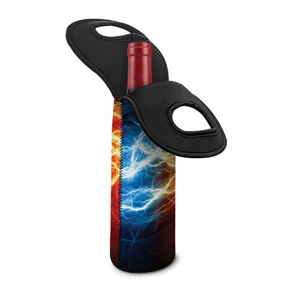 Red And Blue Lightning Print Single Neoprene Wine Tote