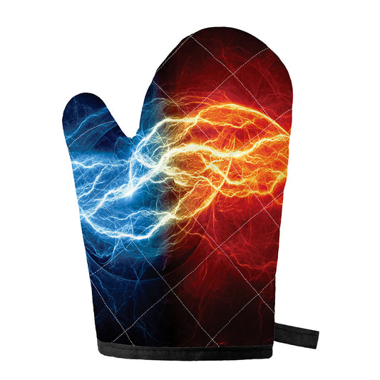 Red And Blue Lightning Print Single Oven Mitt