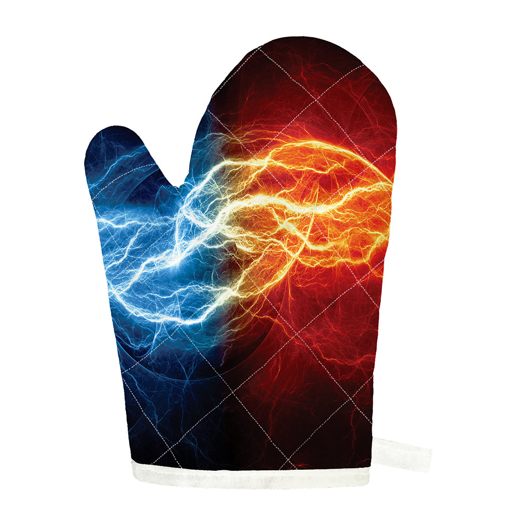 Red And Blue Lightning Print Single Oven Mitt