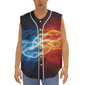 Red And Blue Lightning Print Sleeveless Baseball Jersey