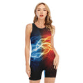 Red And Blue Lightning Print Sleeveless One Piece Swimsuit
